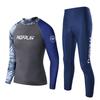 Herren UV-Schutz Rash Guard Set Langarm Oberteil Hose Schnelltrocknend Neoprenanzug Surfen Tauchen Schwimmen
