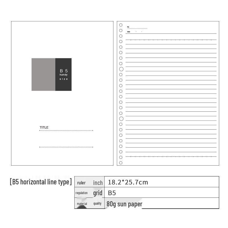 2021 A5 Loose-Leaf Planner Refill: Blank Grid & Lined Inner Pages, 6-Hole