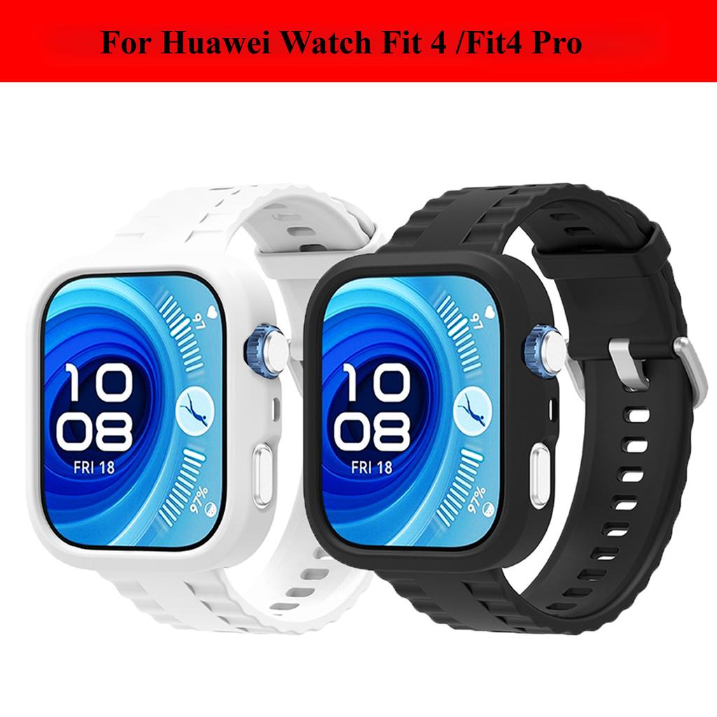 TPU Case+ Silicon Strap For Huawei Watch Fit 4 /Fit4 Pro Protector Cover Bumper Shell Watch Case Wristband Replacement