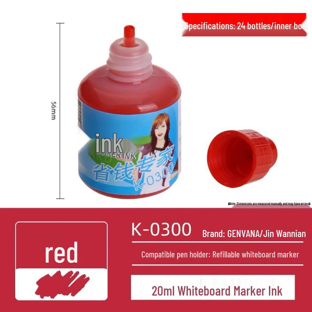 Jin Wannian Blue and Red Washable Large Capacity Whiteboard Marker Ink Refill K-0300