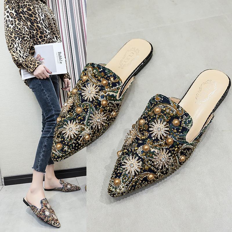 Akexiya 2026 Woman Flip Flops Luxury Women Mules Ladies Summer Slippers New Low Heels Flat Casual Shoes Pointed Women Shoes