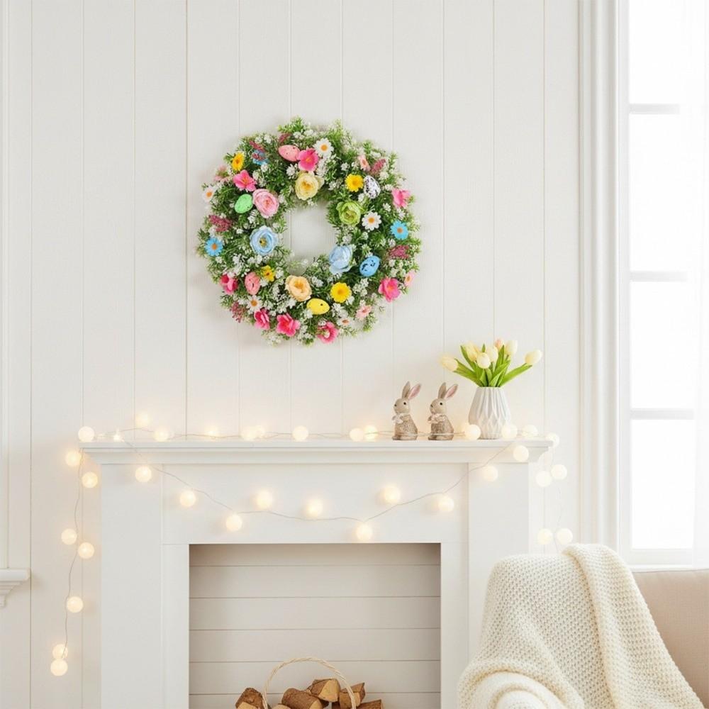 Plastic Easter Decoration Wreath Simulated Plant Spring Floral Wreath  Garden Yard