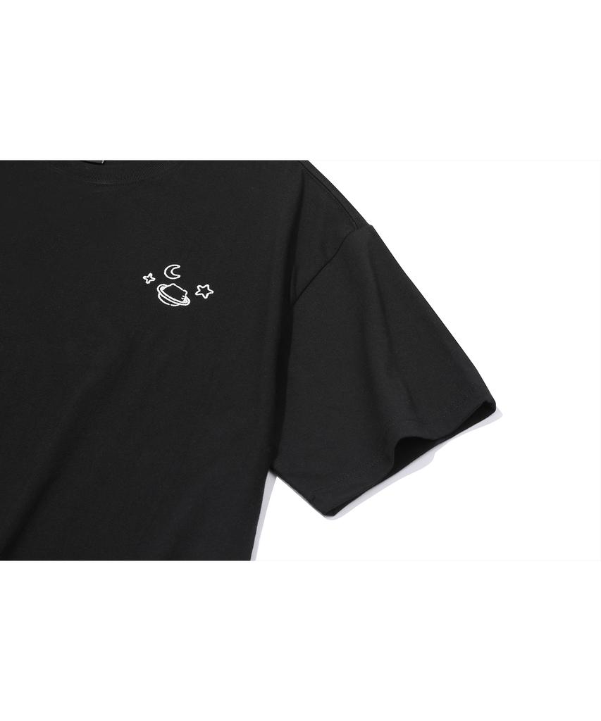 CPGN STUDIO [Cpgn X Kakao Friends] Universe Chunsik Embroidered Short Sleeve T-Shirt Black