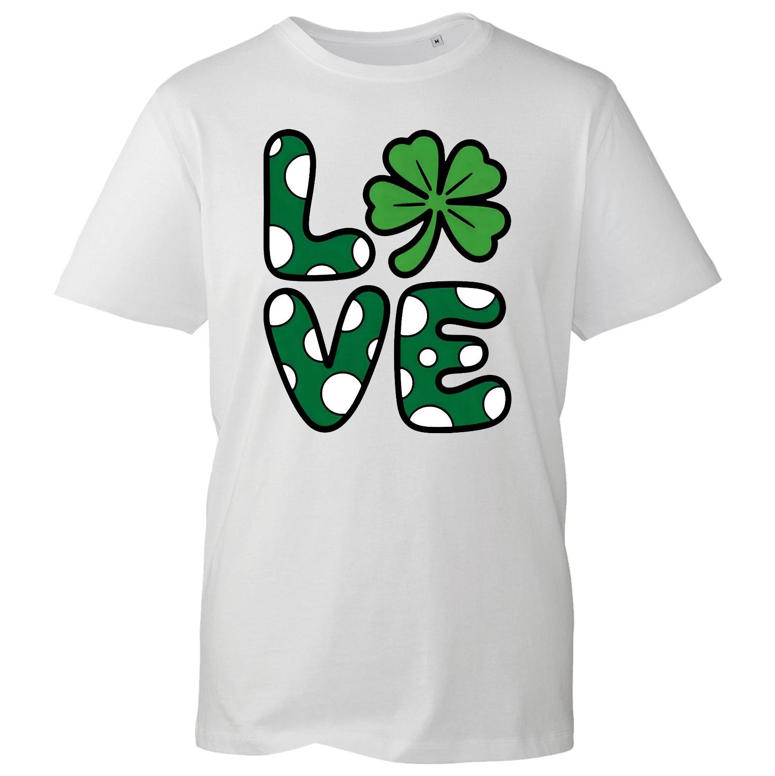 St Patrick s Day Green Graphic T-Shirt, LOVE Shamrock Clover Irish Holiday Tee 2XL