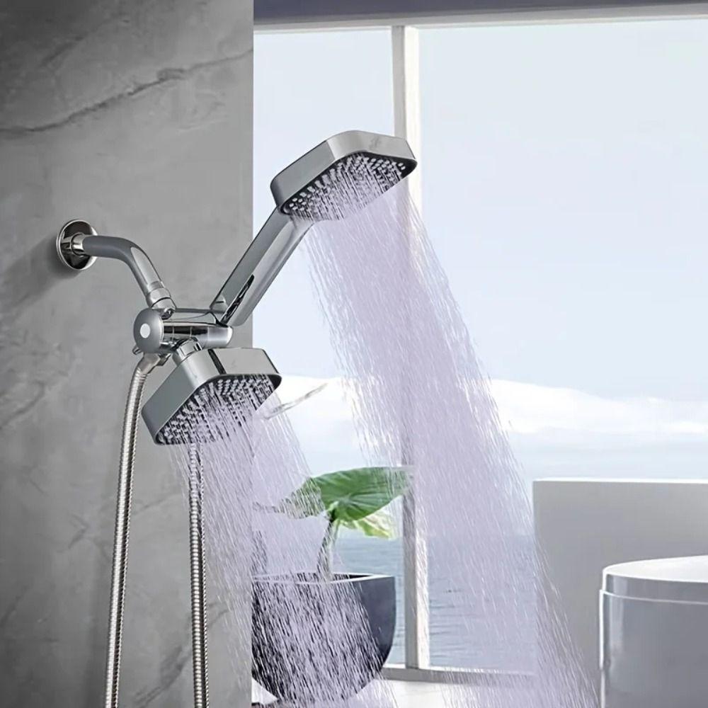 Square Design Square Handheld Shower Set Flexible Hoses Three-way Water Distributor Daily Use