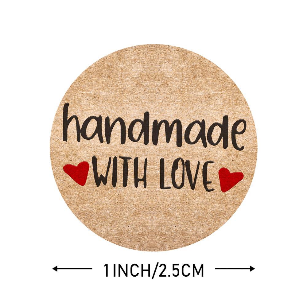100-500pcs Kraft Paper Label Handmade Circular Self-adhesive Label Baking Party Decoration Wedding Decoration 1 Inch Sticker