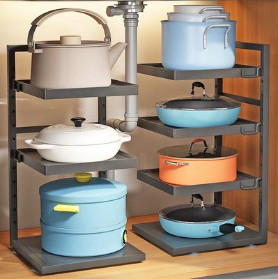 Multi-Layer Pot Storage Rack for Kitchen, Under Sink, and Countertops