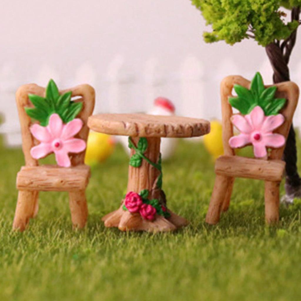 3pcs Miniature Table and Chair Set, Suitable for Toy Houses, Micro Landscapes and Art Decorations, Fairy Garden Accessories