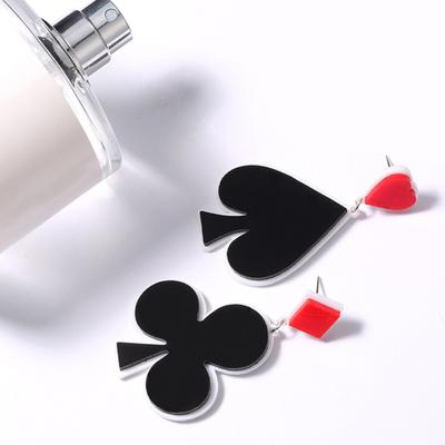 Fashion Women Poker Spade Club Diamond Heart Dangle Drop Earrings Party Jewelry