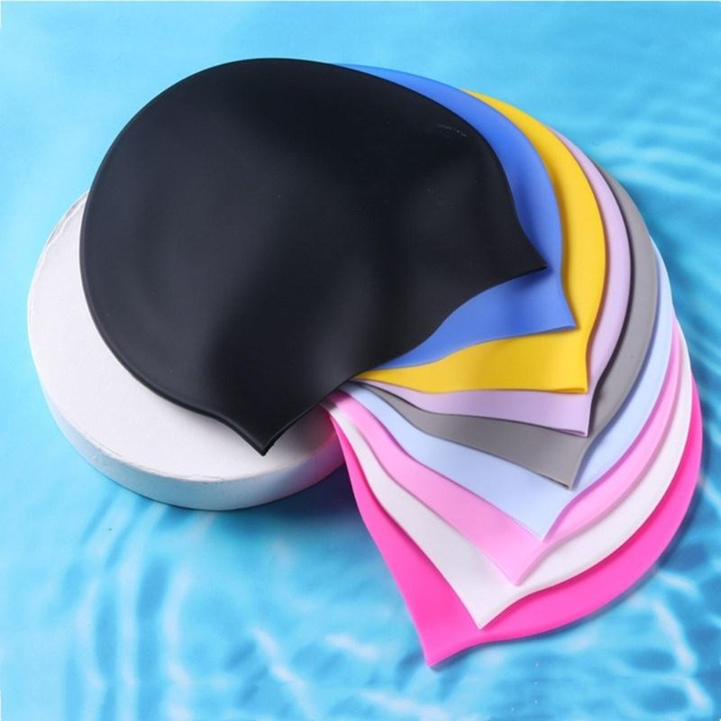 Plain Color Swimming Hat Protect Ears & Long Hair Swim Pool Hat Waterproofed Hat Suitable for Pool Beach and Water Sports