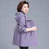 2026 Stylish Mid-Length Windbreaker Jacket for Middle-Aged and Elderly Mothers, Plus Size, Slimming, Spring/Autumn Wear