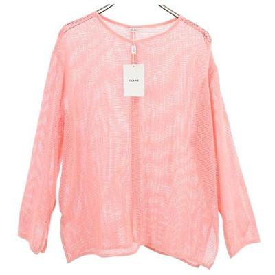 Unused CLANE Long Sleeve Cut 1 Pink Loose Mesh Long-sleeved T-shirt Women Used