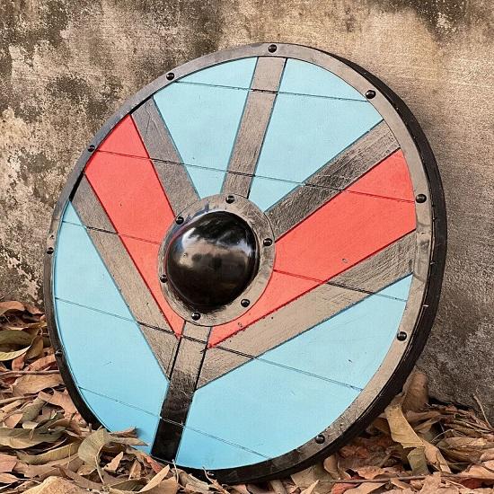 

Средневековый деревянный щит ручной работы викингов - Морской морской средневековый деревянный щит