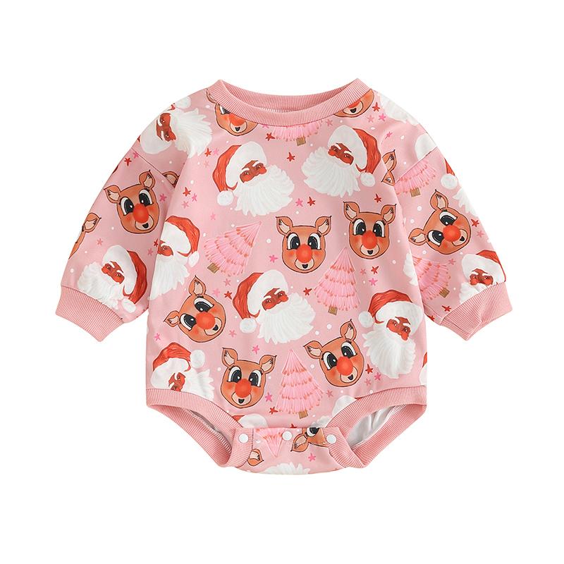 Baby Rompers Autumn Long Sleeve Newborn Boys Girls Sweatshirt Jumpsuits Winter Christmas Print Outfits Baby Wear