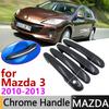Black Carbon Fiber Door Handle Cover for Mazda 3 2nd Gen BL Axela 2010~2013 2011 2012 Car Accessories Stickers Trim Set Chrome
