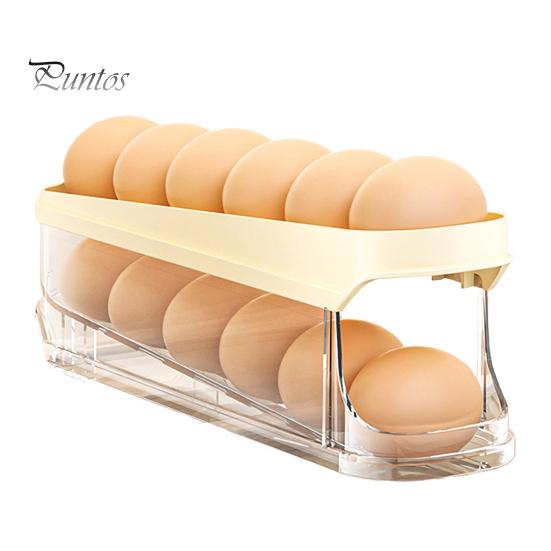 

Стеллаж для хранения яиц в холодильнике, большая емкость, прозрачный дизайн, многослойный, автоматический, вращающийся, органайзер для яиц в холодильнике Dual Layer жёлтый