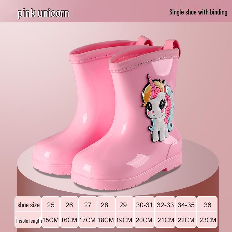 Kinder Cartoon Regenstiefel, Rutschfest mit elastischer Öffnung und weicher Samtsohle für ältere Kinder