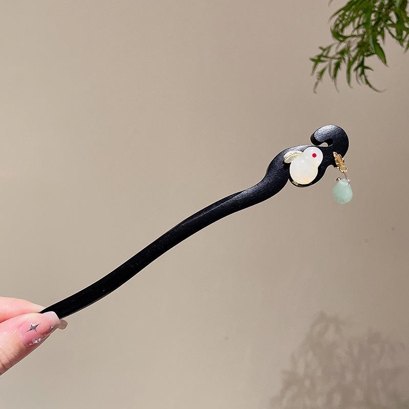 Alloy Hairpin Antique Female High-end Sense New Chinese Hairpin Versatile Fringed Hairpin Retro Back Head Disc Hair Headdress