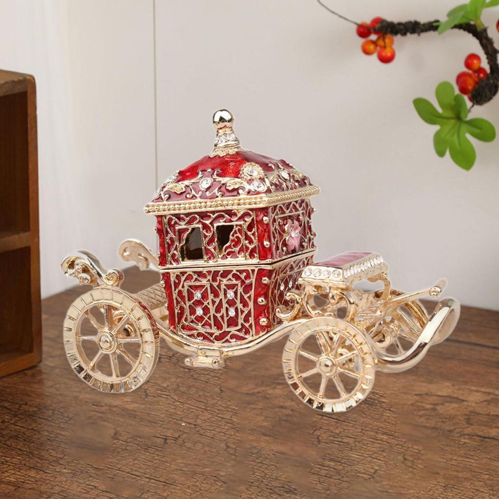 Carriage Jewelry Box Decor Holder Keepsake Organizer for Dresser Anniversaries Desktop