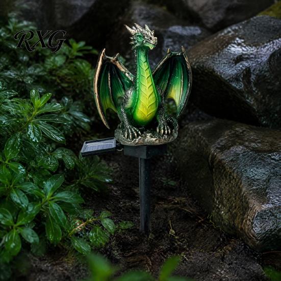 Gothic Style Garden Decoration Solar Dragon Light, Waterproof Medieval Statue Lamp, Eco Friendly Resin Animal Lighting Outdoor Fantasy Decor for Patio