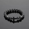 Natural Tiger Eye Quartz Turquoise Volcanic Stone Elastic Beaded Bracelets for Men Women Personality Cross Bracelet Jewelry Gift