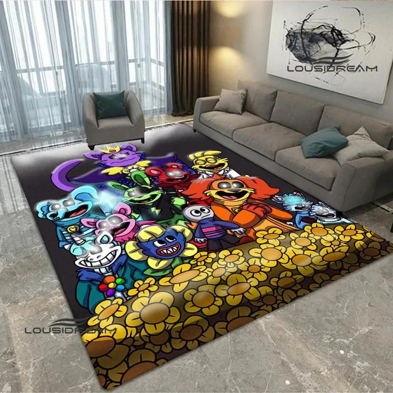 S-lächelnde Kreaturen Cartoon-Druck Teppich Rutschfester Teppich Yogamatte Fußmatte Fotografie Requisiten Küchenteppich Bereichsteppich Geburtstagsgeschenk