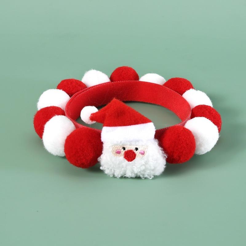 Christmas Pet Collars Cat Dog Funny Plush Balls Elastic Headpieces Party Accessories Small Medium-sized Dog Plush Cloth Dog Neck