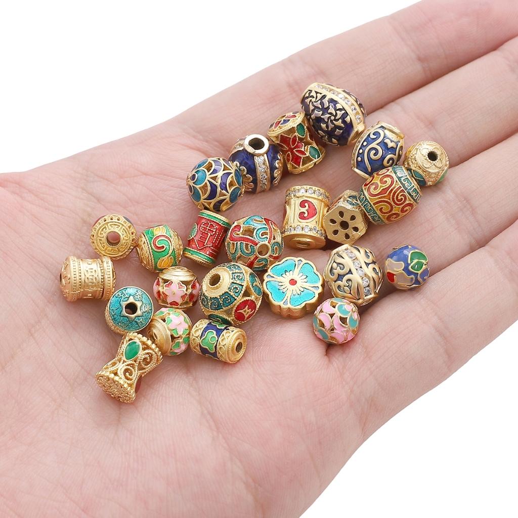 Perline Dorate Sabbiate in Ottone Diamante Intagliato Distanziatore Perline Sfuse Per Collana Braccialetto Fai da Te Gioielli Artigianato Accessori
