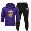Men's and Women's New Autumn and Winter Plus-size CARTOON CAT Printed Hooded Sportswear Casual Sportswear Set