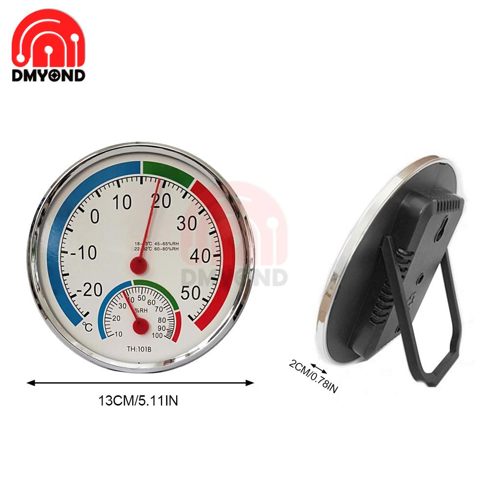 Mini Round Thermometer Mechanical Sensor Indoor Temperature Sensor Indoor Outdoor Pointer Celsius Thermometer Hygrometer
