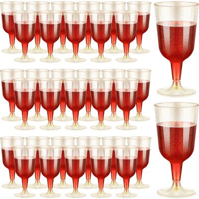 25Pcs Plastic Wine Glasses 6oz Plastic Party Wine Cups Stackable Disposable Parties and Wedding Picnics Wine Glasses