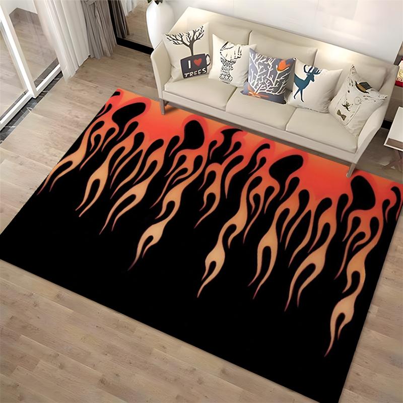 Modern Carpet with Black and Fiery Flame Design for Living Rooms Suitable for use as an anti-slip for living room bedroom sofas