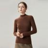 Pure Cashmere Ribbed Half-High Collar Knit Top