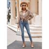 Autumn and Winter Casual Loose Pocket Waffle Fashion Women's Blouses & Shirts