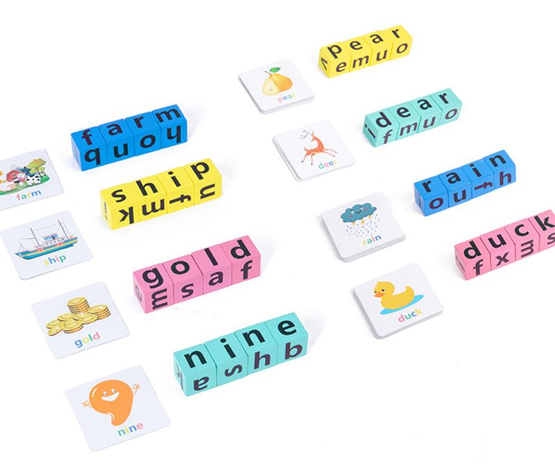 Montessori Wooden Spell Word Toy Letter Cognitive Challenge Memory Games Early Learning Education Educational Toys for Children