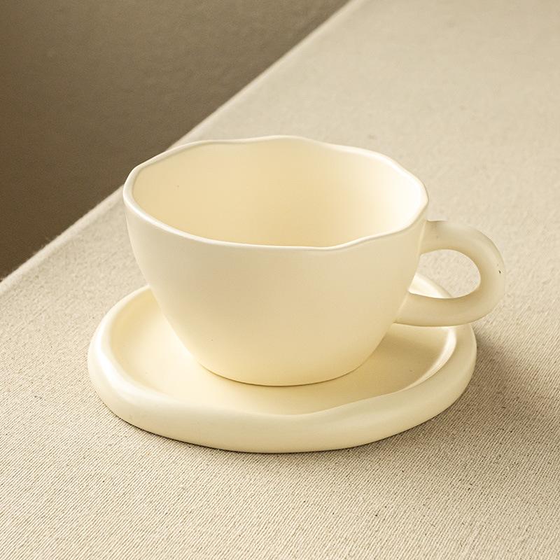 

Simple style ceramic milk cup household mug high value flower tea cup creative handmade coffee cup saucer set 300