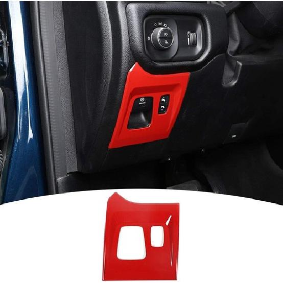 Electronic Handbrake Switch Button Panel Trim Cover for Dodge Ram 2018- Red