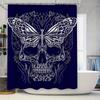 Tuniu Black Skull Bat Wings Bathroom Curtain Spooky Gothic Room Decor Cool Wall Art Shower Curtain