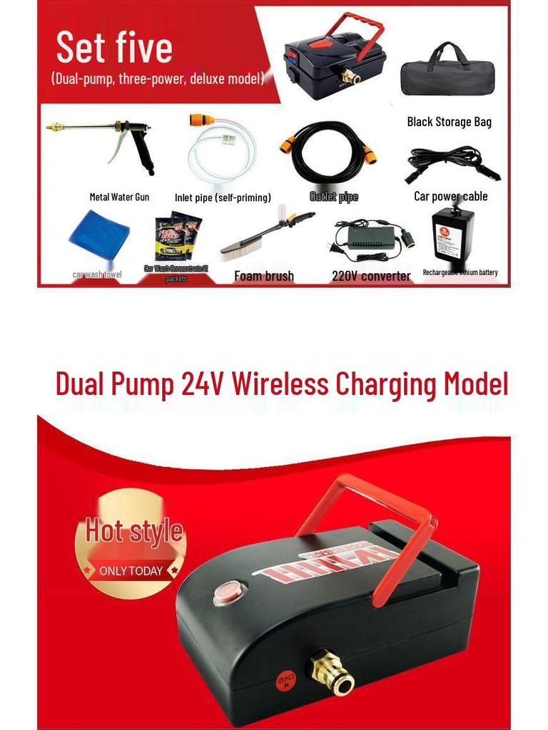 Portable High-Pressure Car Wash Machine: Double Pump Self-Priming Water Gun for Household Use