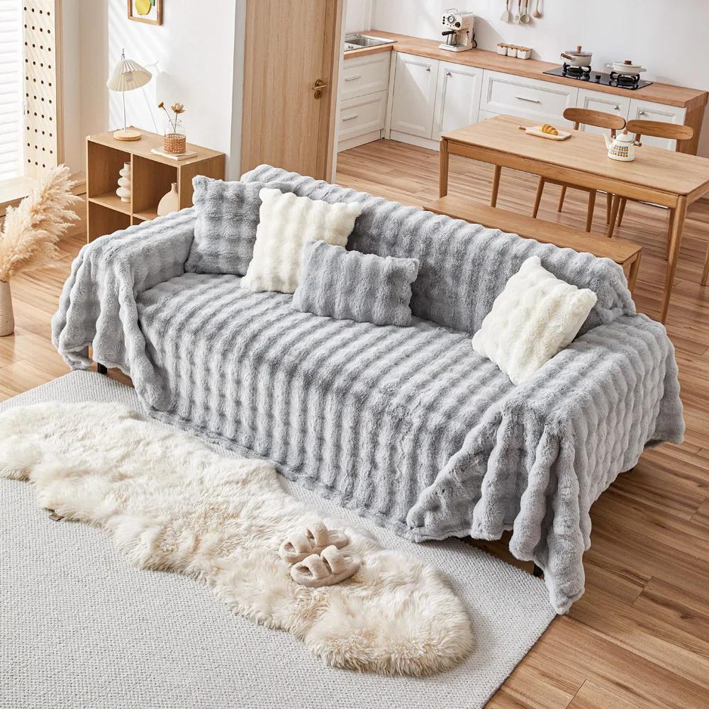 

Rabbit Plush Sofa Towel Cover Cloth 2025 New Autumn and Winter Sofa Cushion Full Covering Thickened Sofa Cover 180 X 130