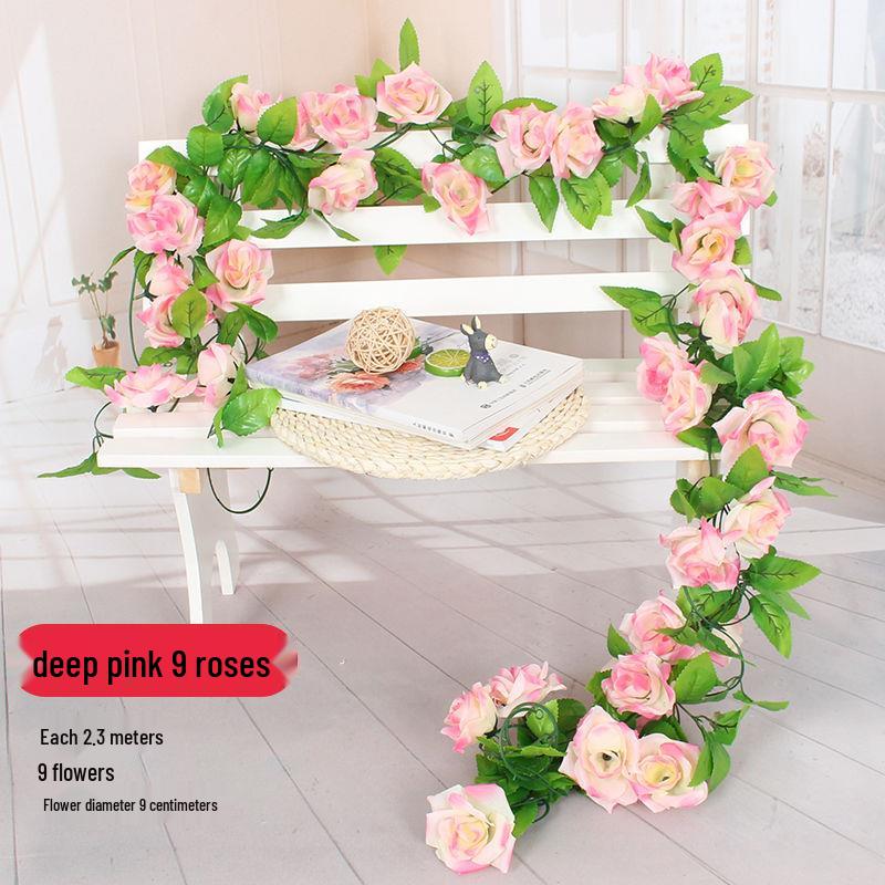 Artificial Rose Flower Vine for Balcony, Staircase, and Railings Decoration