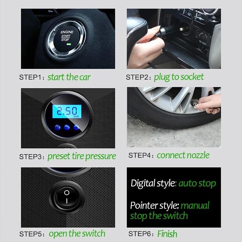 150 PSI Tire Air Pump DC 12V Car Portable Air Inflator Compressor Digital  Car Air Compressor for Auto Car Motorcycles Bicycle