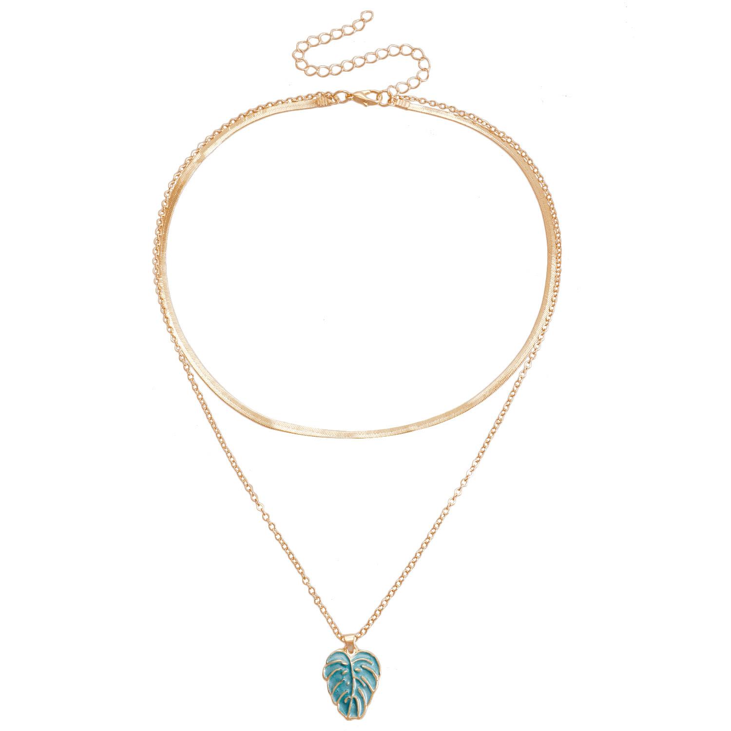 

Ювелирный стиль Простой Маленький Свежий Лист Ожерелье Женское, Темперамент Продвинутый Чувство Многослойная Цепочка на Ключицу