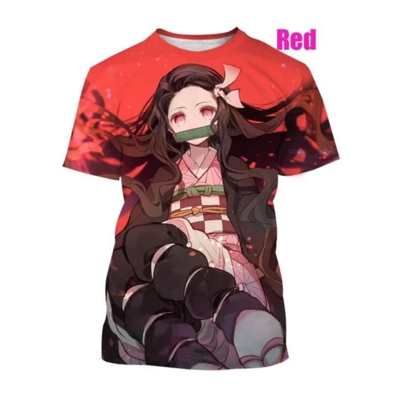 Japonské Kreslené 3D Tištěné Tričko Anime Demon Slayer Unisex Krátký Rukáv Ležérní Roztomilé Tričko Top