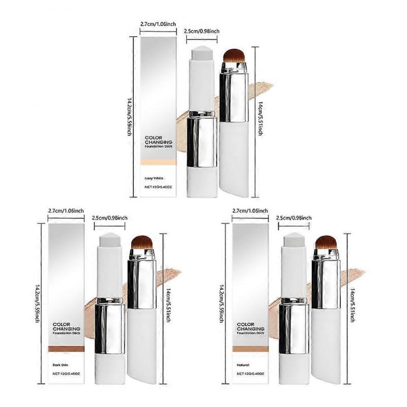 2 in 1 Color-Changing Foundation-Stick Portable Makeup Color Changing Concealers Ultra-Hydrating Breathable Non-Cakey Stick for All Skin Types
