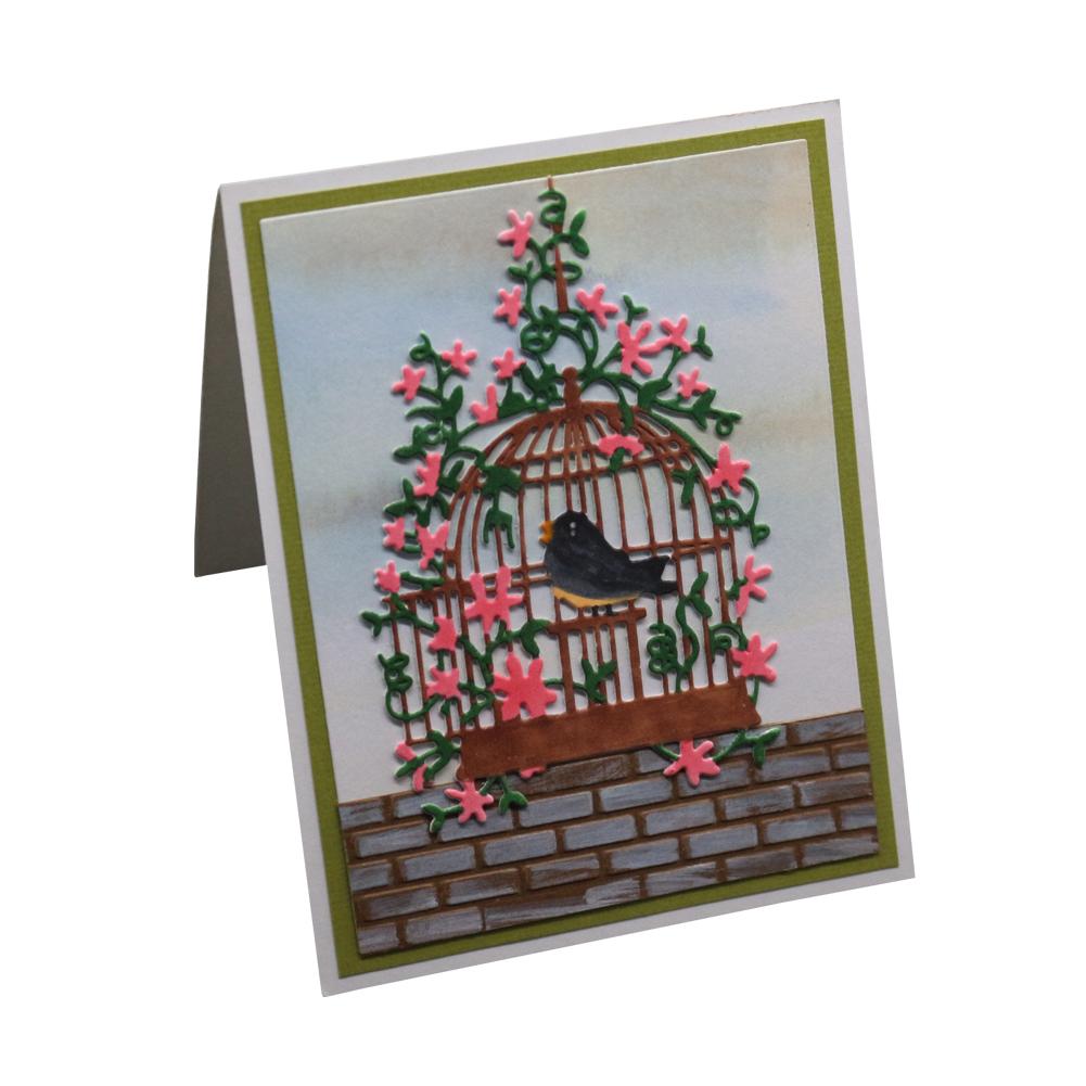 Birdcage Frame Metal Silvery Stencil Embossing Cutting Dies For Diy Scrapbooking Paper Album Cards Making