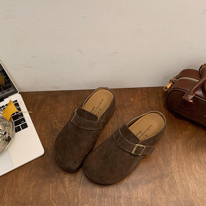 Thick-soled Inner Height-increasing Boken Shoes Women's Outer Wear Bag Head Half Slippers 2025 New Spring and Autumn One-pedal Lazy Slippers