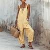 TIFICY Women's Fashion Casual Summer Spring Stripe Print Sleeveless Square Collar Loose Waistline Trousers Jumpsuits & Rompers