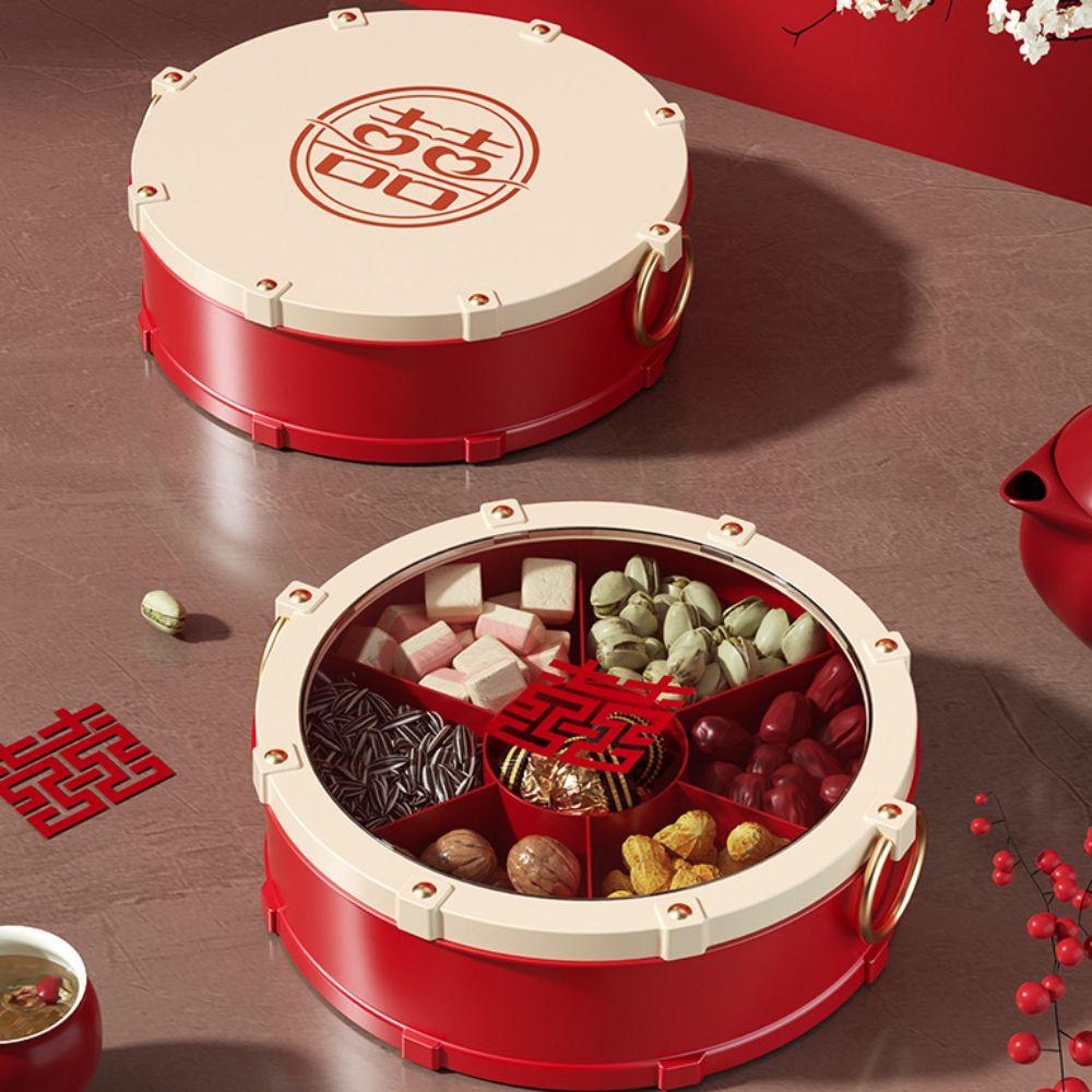 Round Drum Shape Nut Serving Tray Dustproof Fruit Plate  Living Room