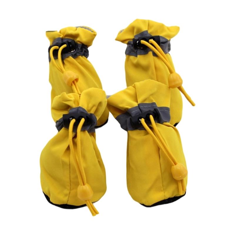 

4 шт. Носки для собак Защитные чехлы на лапы Собачьи ботинки Пинетки с регулируемым шнурком Чехол на лапы собак Носки для лап жёлтый